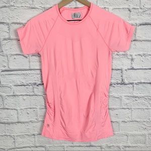 Athleta Finish Fast tee pink M fitted seamless top